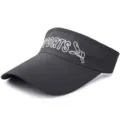 Black breathable mesh sun visor hat with sports print and long brim - Adjustable (55-59cm) / SPORTS+Pattern Style / Black