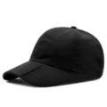 Black quick-dry breathable baseball cap with a unique foldable brim for sports - Adjustable (56-59cm) / Plain Style (Copper Buckle) / Black