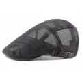 Gorra plana de malla negra transpirable para verano, boina ligera y ajustable - Adulto-Ajustable para circunferencia de cabeza de 56-59cm / Gris