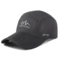 Breathable gray outdoor quick-dry sports cap with UPF 50+ protection and foldable brim - Adjustable (56-59cm) / Solid Style (Buckle Closure) / Dark Gray
