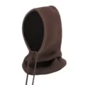Dicke braune Winter Strick-Sturmhaube mit integriertem Halswärmer für Windschutz - Einheitsgröße Verstellbar / Kaffeebraun