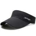 Black breathable mesh sports sun visor hat with long brim for tennis - Adjustable (55-59cm) / Sport Style / Dark Gray
