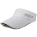 White quick-dry breathable mesh sun visor hat featuring silver SPORTS print detail - Adjustable (55-59cm) / SPORTS Style / White
