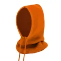 Leuchtend orangefarbene Strickmütze mit Schal und Kordelzug für den Winter - Einheitsgröße Verstellbar / Orange