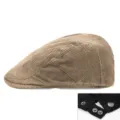 Retro corduroy flat cap in tan with adjustable snap button detail at the back - 56-59cm (Adjustable) / Dark Khaki