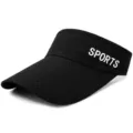 Black breathable mesh sun visor hat with sports print for outdoor activities - Adjustable (Fits 55-59cm Head Circumference) / SPORTS Style / Black