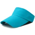 Turquoise breathable mesh sun visor hat with long brim for tennis and outdoor sports - Adjustable (Fits 55-59cm Head Circumference) / Plain Style / Lake Blue