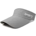 Breathable grey mesh sun visor hat with an extended brim and sports print for tennis - Adjustable (Fits 55-59cm Head Circumference) / SPORTS Style / Light Gray