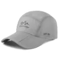 Grey quick-dry outdoor sports cap with foldable brim and UPF 50+ sun protection - Adjustable (56-59cm) / Solid Style (Buckle Closure) / Light Gray