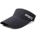 Black breathable mesh sun visor with long brim for tennis, outdoor sports, quick-dry fabric - Adjustable (Fits 55-59cm Head Circumference) / SPORTS Style / Dark Gray