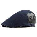 Gorra plana de malla azul transpirable con panel de camuflaje y hebilla metálica - Niños - Ajustable para contorno de cabeza 52-55cm / Camuflaje de Malla-Azul Marino