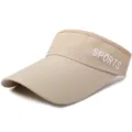 Adjustable beige mesh breathable sun visor for tennis with long brim and SPORTS logo - Adjustable (Fits 55-59cm Head Circumference) / SPORTS Style / Khaki