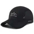 Black breathable mesh outdoor cap with UPF 50+ sun protection and foldable brim - Adjustable (56-59cm) / Mesh Style (Buckle Closure) / Black