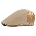 Gorra plana de malla beige transpirable con detalles de camuflaje y hebilla ajustable. - Niños - Ajustable para contorno de cabeza 52-55cm / Malla de Camuflaje - Caqui Claro
