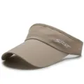 Breathable beige mesh sun visor hat with sport text for outdoor tennis and running - Adjustable (Fits 55-59cm Head Circumference) / Sport Style / Khaki