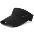Breathable mesh sun visor cap in black with long brim for tennis and sun protection - Adjustable (Fits 55-59cm Head Circumference) / Letter Style (LEADING) / Black