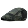 Boina de malla de camuflaje transpirable con hebilla de metal ajustable para verano al aire - Adultos (56-59cm) / Nuevo Camuflaje - Negro