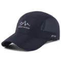 Navy blue breathable quick-dry outdoor cap with foldable brim and UPF 50+ protection - Adjustable (56-59cm) / Mesh Style (Buckle Closure) / Dark Blue