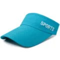 Cyan breathable mesh sun visor with long brim for tennis and outdoor sports - Adjustable (55-59cm) / SPORTS Style / Lake Blue