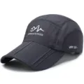 Dark gray outdoor sun cap with UPF 50+ protection and foldable brim design. - Adjustable (56-59cm) / Mesh Style (Buckle Closure) / Dark Gray