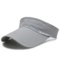 Quick dry grey breathable mesh sun visor hat with long brim and sport embroidery - Adjustable (55-59cm) / Sport Style / Light Gray