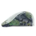 Boina de malla transpirable ligera con patrón floral azul y hebilla ajustable para sol - Adultos (56-59cm) / Estampado Floral - Blanco