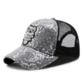 Cappellino trucker con paillettes argento, toppa a forma di gufo e rete nera traspirante sul retro - Regolabile (55-59cm) / Paillettes Grigie - Gufo