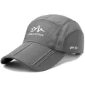 Grey quick-dry outdoor baseball cap with breathable mesh and foldable UPF 50+ brim - Adjustable (56-59cm) / Mesh Patchwork (Buckle Closure) / Light Gray