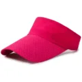 Rose red breathable mesh sun visor with long brim for tennis, running and sports - Adjustable (55-59cm) / Plain Style / Rose Red