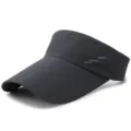 Breathable black mesh sun visor hat with extended brim for outdoor sports and tennis - Adjustable (55-59cm) / Letter Style / Dark Gray