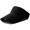 Black breathable mesh sun visor hat with long brim for tennis and outdoor sports - Adjustable (55-59cm) / Plain Style / Black