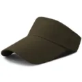 Dark olive green breathable mesh sun visor hat with elongated brim for outdoor tennis and running - Adjustable (55-59cm) / Plain Style / Army Green