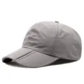Premium grey quick-dry breathable baseball cap with foldable brim for outdoor sports - Adjustable (56-59cm) / Plain Style (Copper Buckle) / Light Gray