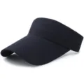 Black breathable mesh sports sun visor with long brim for tennis and outdoor running - Adjustable (55-59cm) / Plain Style / Navy Blue