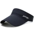 Breathable black mesh sun visor hat with Sport logo for summer tennis and running - Adjustable (55-59cm) / Sport Style / Navy Blue