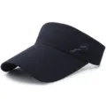 Black breathable mesh empty-top sun visor with an extended brim for outdoor sports - Adjustable (55-59cm) / Letter Style / Navy Blue