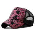 Elegante cappello da baseball con paillettes rosa e rete nera traspirante per donna - Regolabile (55-59cm) / Paillettes Rosa e Fucsia (Colore n. 15)