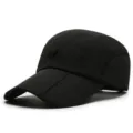 Quick-dry black baseball cap with foldable brim for outdoor hiking and sun protection - Adjustable (56-59cm) / 3-Fold Brim Style (Slide Buckle Adjustment) / Black