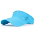 Light blue breathable mesh sun visor hat with long brim for tennis and outdoor sports - Adjustable (55-59cm) / Letter Style / Lake Blue