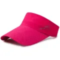 Premium rose red breathable mesh sun visor cap with long brim for tennis and outdoor sports - Adjustable (55-59cm) / Letter Style / Rose Red