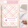 B5 MoodGrid plaid spiral notebook with frosted PP cover and refillable pages - B5 / Gentle Pink / 60 Sheets