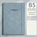B5 graublauer Kunstleder Notizbuch mit Gummiband und linierten Seiten - B5 / Gewebte Textur Geprägt (Graublau) / 80 Stück/Packung