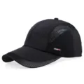 Atmungsaktive schwarze schnelltrocknende Sportkappe mit Mesh-Seitenteilen Outdoor - Verstellbar / Schwarz