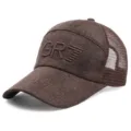 Men's brown breathable mesh baseball cap with extended brim and linen texture design - GR7 Logo Style / Adjustable (56-60cm) / Coffee
