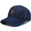 Breathable navy blue mesh baseball cap for summer outdoor sun protection and style - One Size Adjustable (56-59CM) / Head Icon Style / Dark Blue