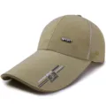 Breathable khaki mesh baseball cap with extra long brim for outdoor sun protection - SPORT Label Khaki-Mesh Back