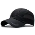 Lightweight black quick-dry outdoor baseball cap with breathable mesh and wing logo - 56-60cm (Adjustable) / DINGMEI Series (Copper Buckle) / Black