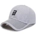 Light grey breathable mesh baseball cap for summer sun protection and outdoor activities - One Size Adjustable (56-59CM) / Letter Style / Light Gray