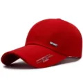 Professional red sports baseball cap with long sunshade brim for outdoor protection - SPORT Label Red-Cloth Back