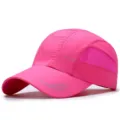 Quick-dry breathable pink mesh baseball cap for outdoor sports and sun protection - 56-60cm (Adjustable) / DINGMEI Series (Copper Buckle) / Rose Red